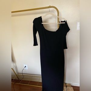 Long black knit maxi dress